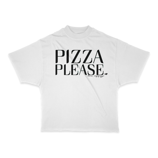Pizza Please Heavy Weight (200 GSM) Oversized T-Shirt, Black & White /Unisex