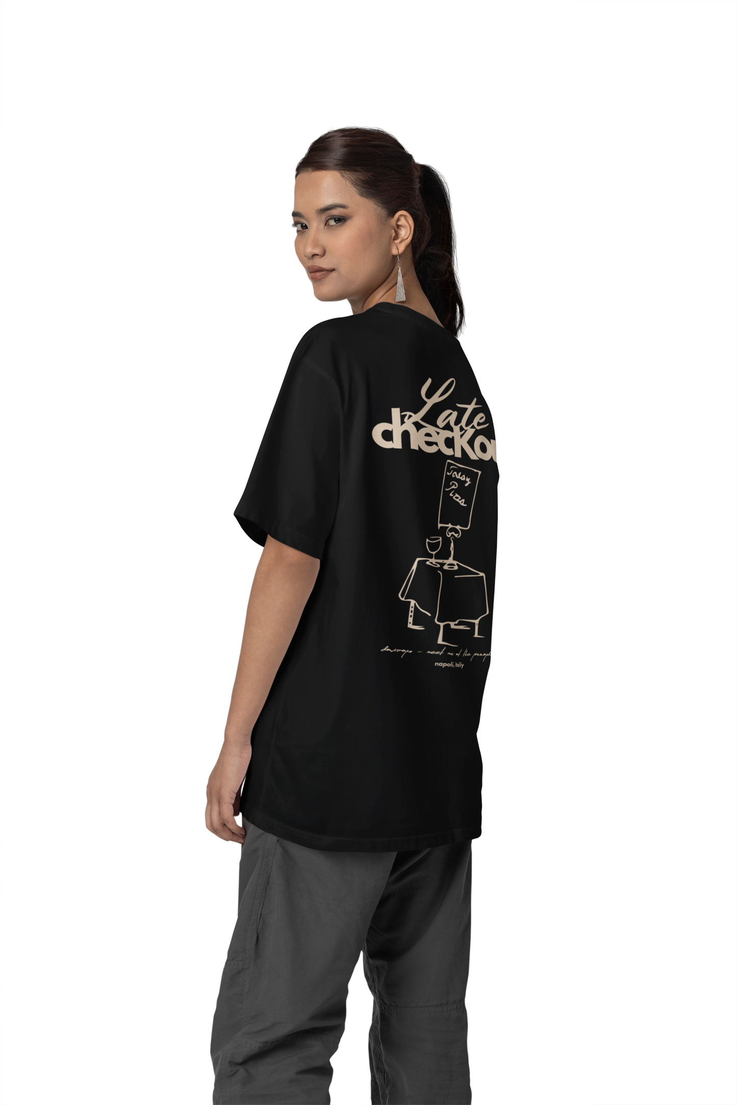 Todays Pizza Oversized Heavy Weight  T-Shirt Black Vanilla /Unisex